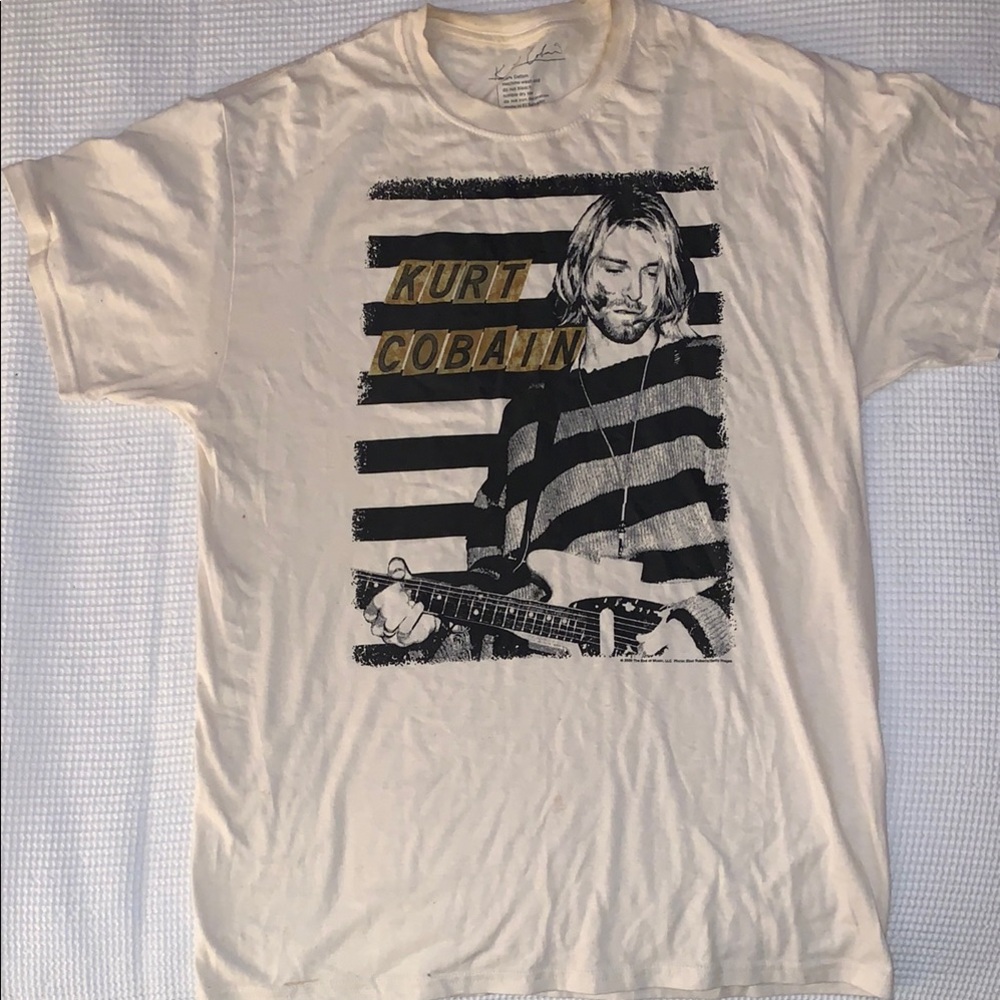 Kurt Cobain Cream Graphic Tee with Iconic Print